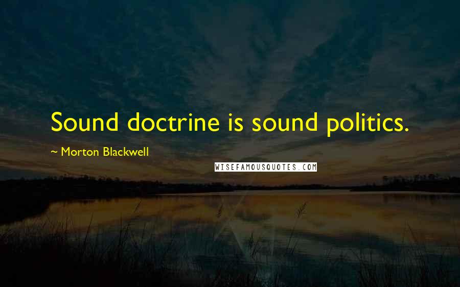 Morton Blackwell Quotes: Sound doctrine is sound politics.