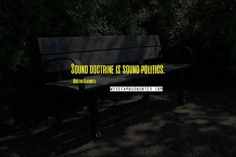 Morton Blackwell Quotes: Sound doctrine is sound politics.