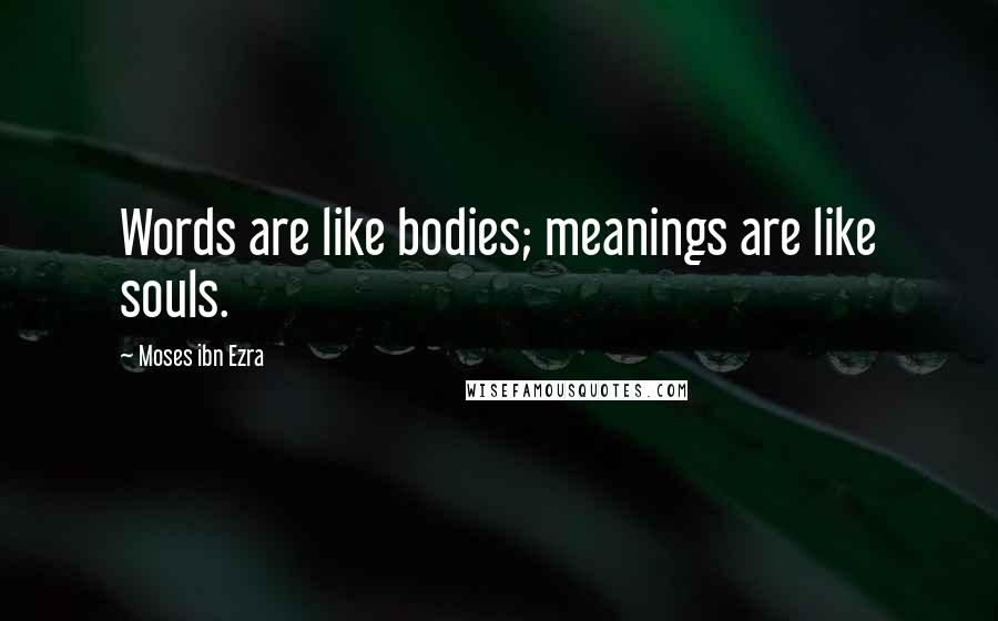 Moses Ibn Ezra Quotes: Words are like bodies; meanings are like souls.