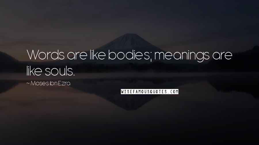 Moses Ibn Ezra Quotes: Words are like bodies; meanings are like souls.