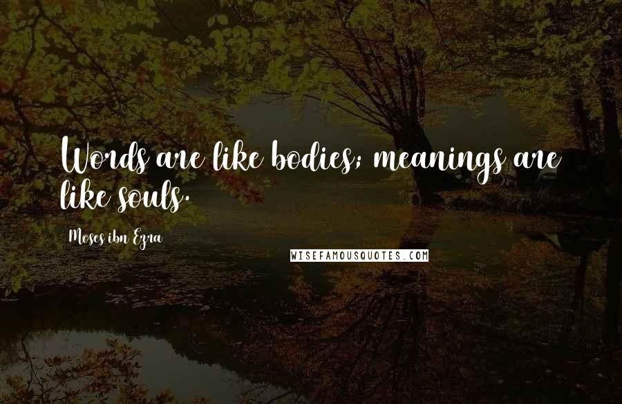Moses Ibn Ezra Quotes: Words are like bodies; meanings are like souls.