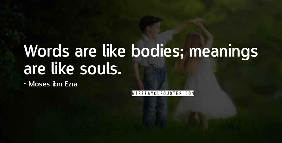 Moses Ibn Ezra Quotes: Words are like bodies; meanings are like souls.