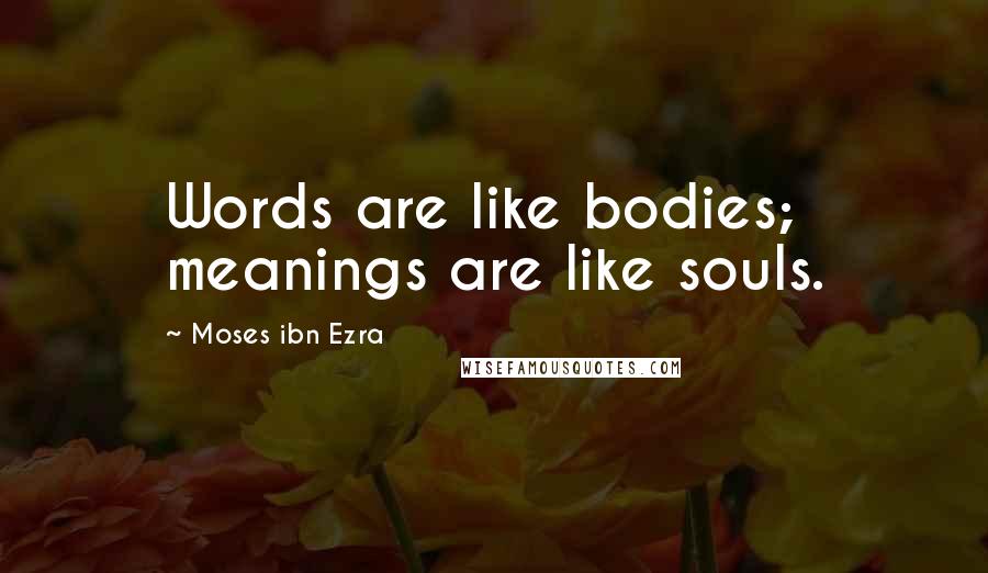 Moses Ibn Ezra Quotes: Words are like bodies; meanings are like souls.