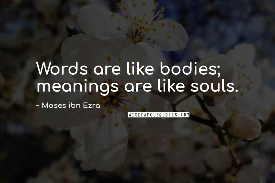 Moses Ibn Ezra Quotes: Words are like bodies; meanings are like souls.