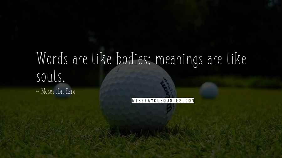 Moses Ibn Ezra Quotes: Words are like bodies; meanings are like souls.