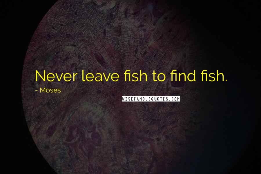 Moses Quotes: Never leave fish to find fish.