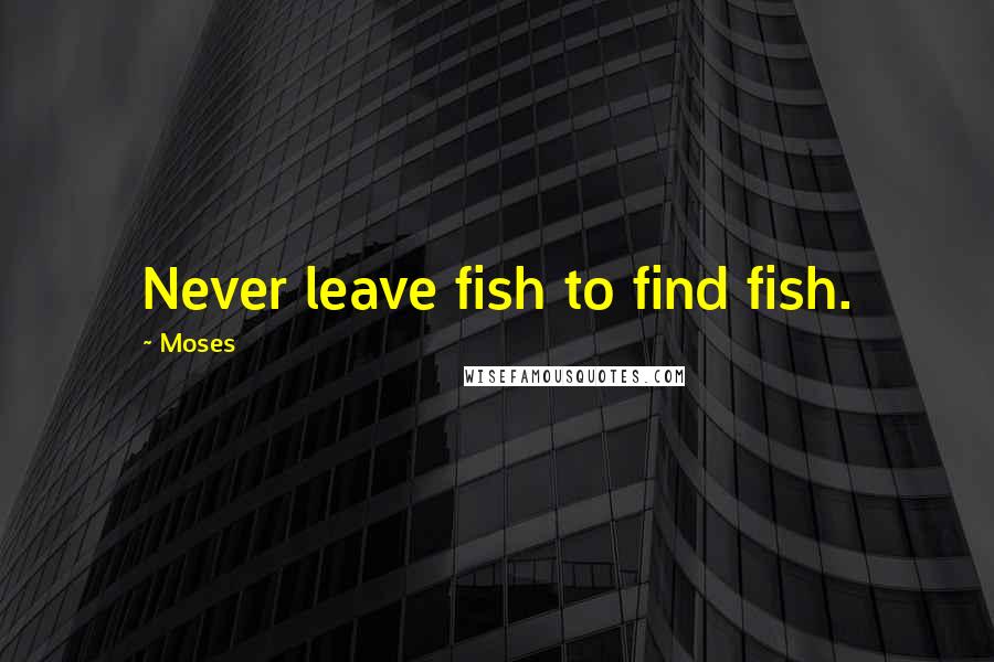 Moses Quotes: Never leave fish to find fish.