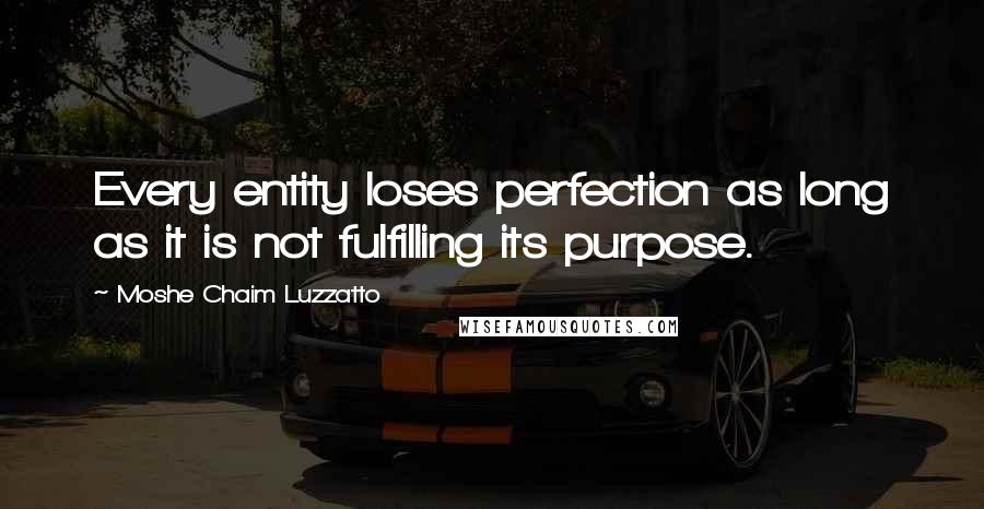 Moshe Chaim Luzzatto Quotes: Every entity loses perfection as long as it is not fulfilling its purpose.