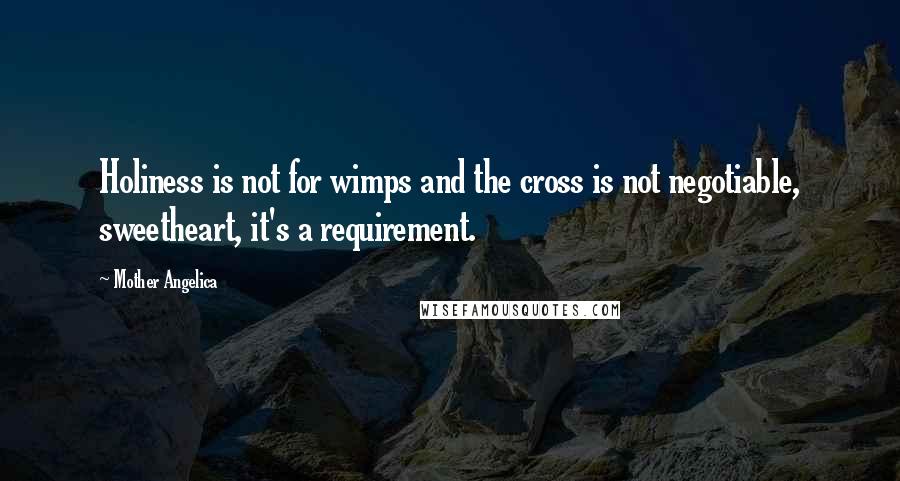 Mother Angelica Quotes: Holiness is not for wimps and the cross is not negotiable, sweetheart, it's a requirement.