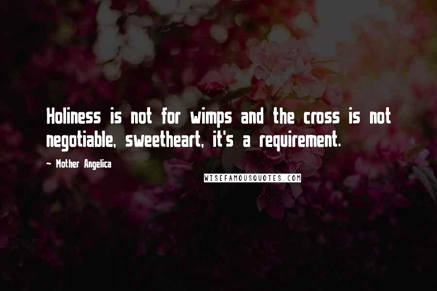 Mother Angelica Quotes: Holiness is not for wimps and the cross is not negotiable, sweetheart, it's a requirement.