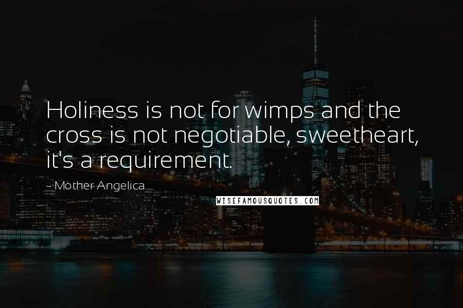 Mother Angelica Quotes: Holiness is not for wimps and the cross is not negotiable, sweetheart, it's a requirement.