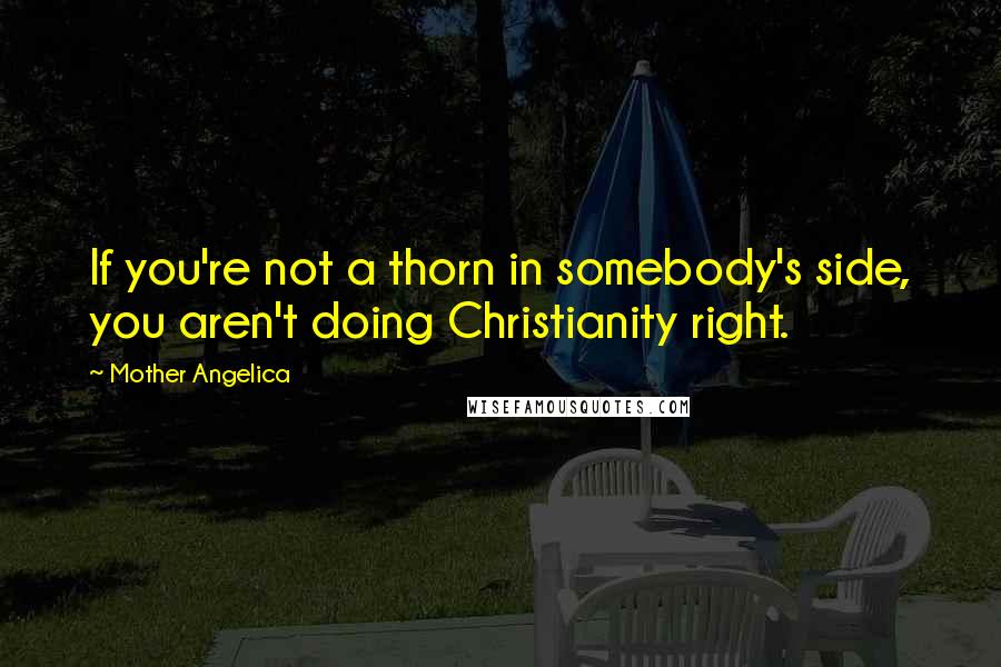 Mother Angelica Quotes: If you're not a thorn in somebody's side, you aren't doing Christianity right.