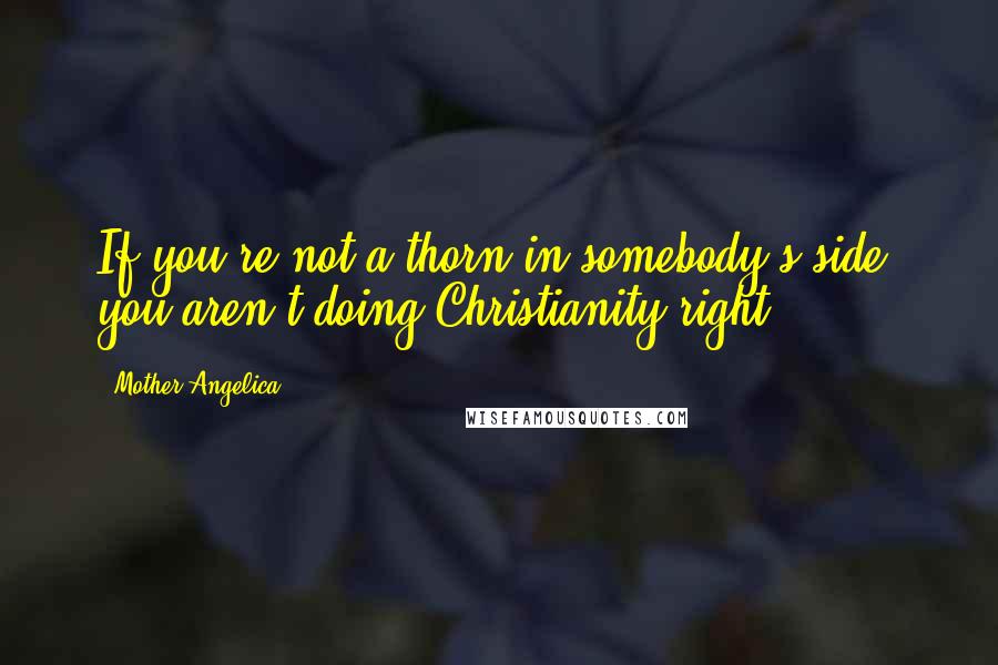 Mother Angelica Quotes: If you're not a thorn in somebody's side, you aren't doing Christianity right.