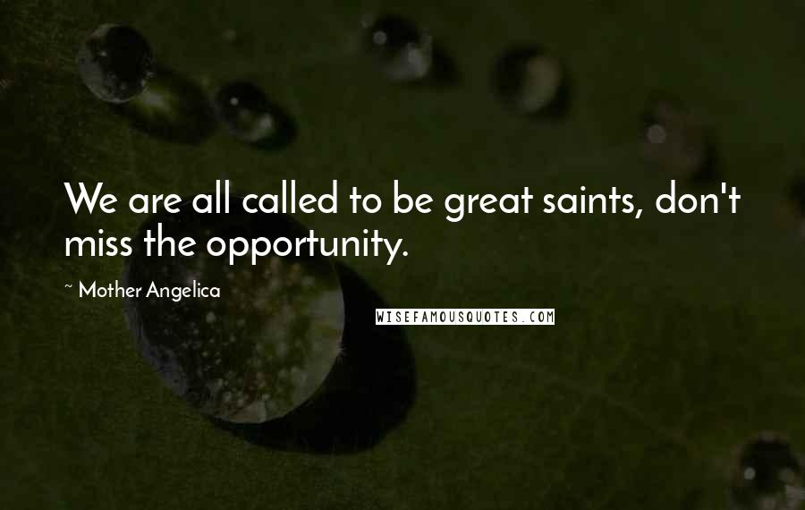 Mother Angelica Quotes: We are all called to be great saints, don't miss the opportunity.