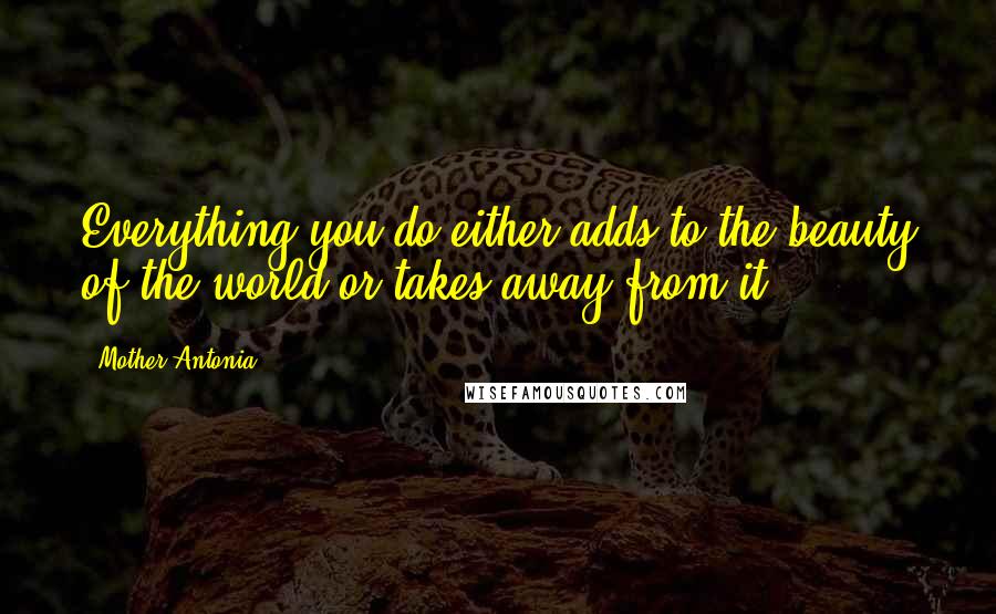 Mother Antonia Quotes: Everything you do either adds to the beauty of the world or takes away from it.