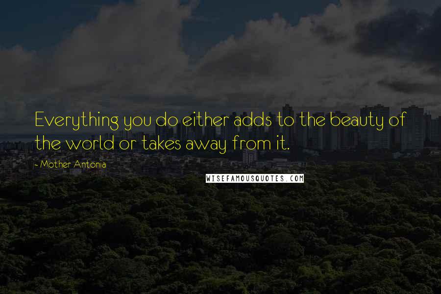 Mother Antonia Quotes: Everything you do either adds to the beauty of the world or takes away from it.
