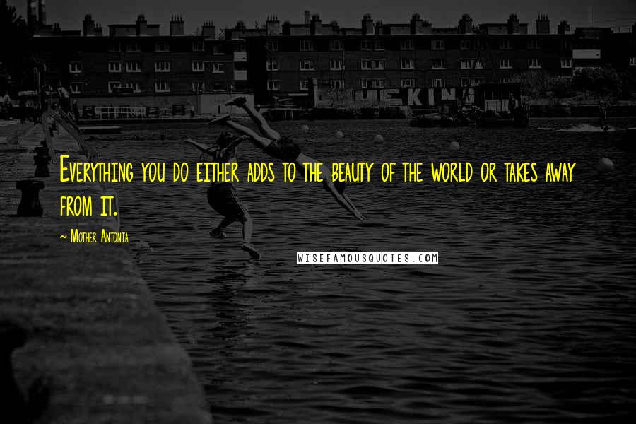 Mother Antonia Quotes: Everything you do either adds to the beauty of the world or takes away from it.