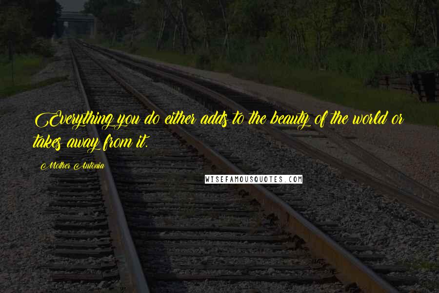Mother Antonia Quotes: Everything you do either adds to the beauty of the world or takes away from it.