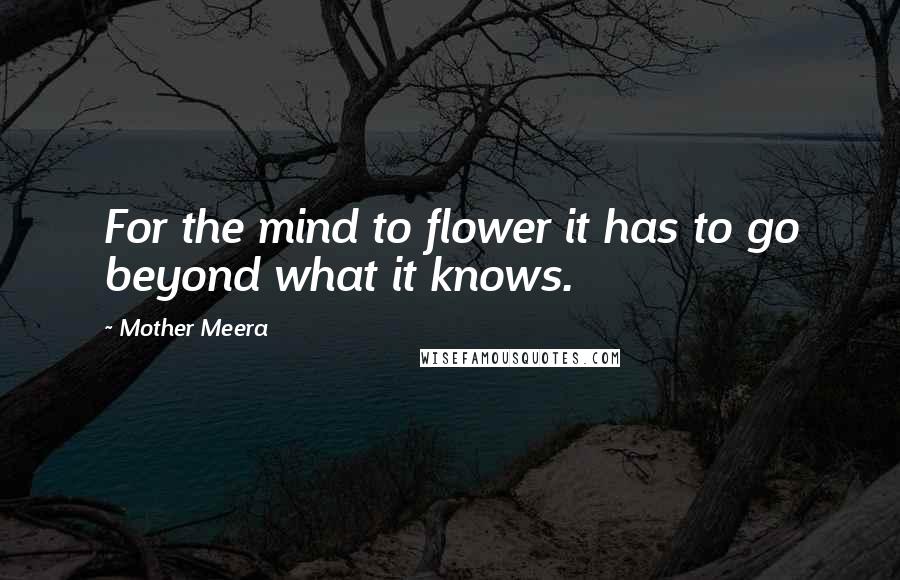 Mother Meera Quotes: For the mind to flower it has to go beyond what it knows.