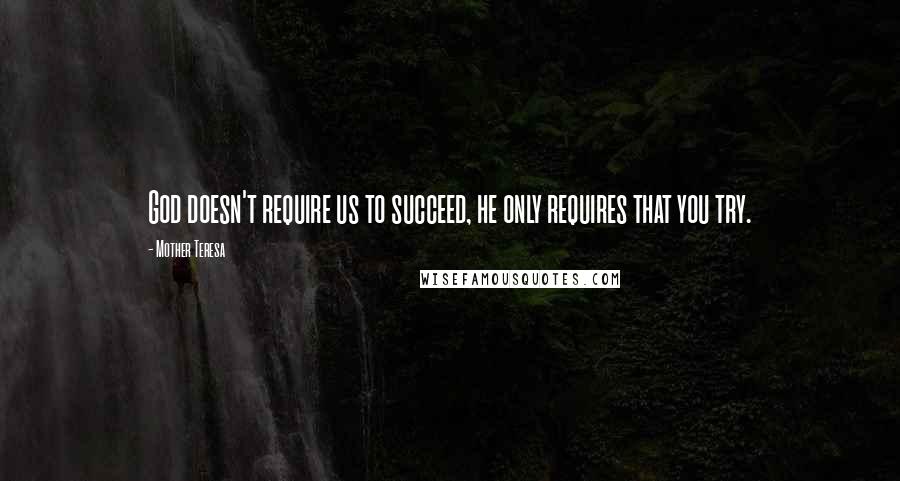 Mother Teresa Quotes: God doesn't require us to succeed, he only requires that you try.