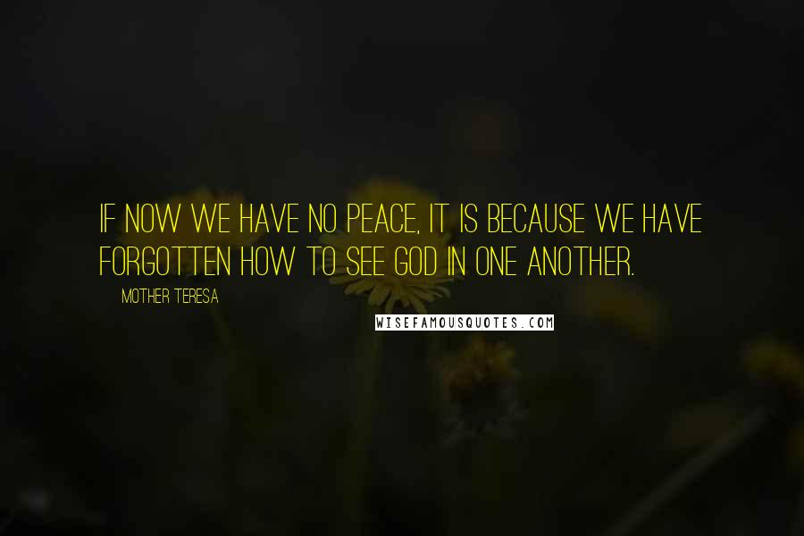 Mother Teresa Quotes: If now we have no peace, it is because we have forgotten how to see God in one another.