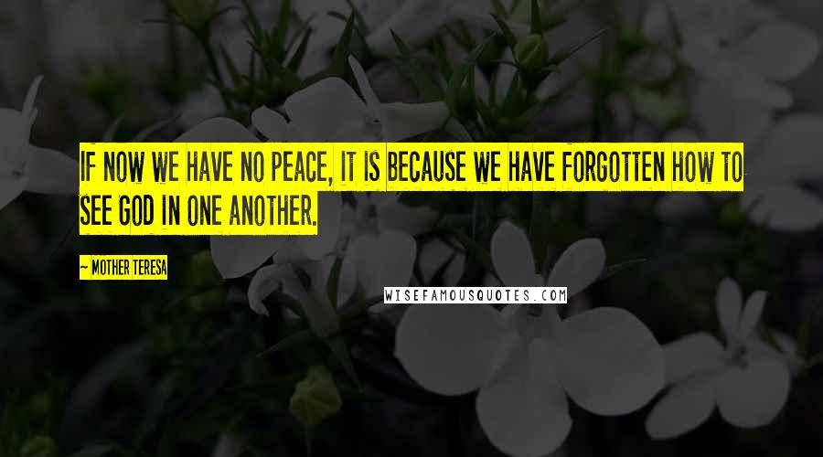 Mother Teresa Quotes: If now we have no peace, it is because we have forgotten how to see God in one another.