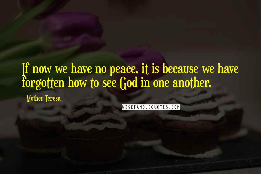 Mother Teresa Quotes: If now we have no peace, it is because we have forgotten how to see God in one another.