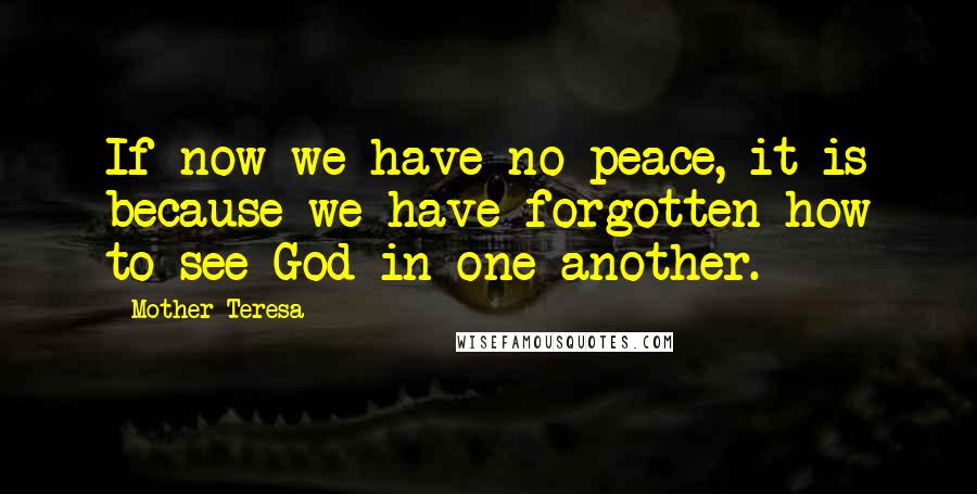 Mother Teresa Quotes: If now we have no peace, it is because we have forgotten how to see God in one another.