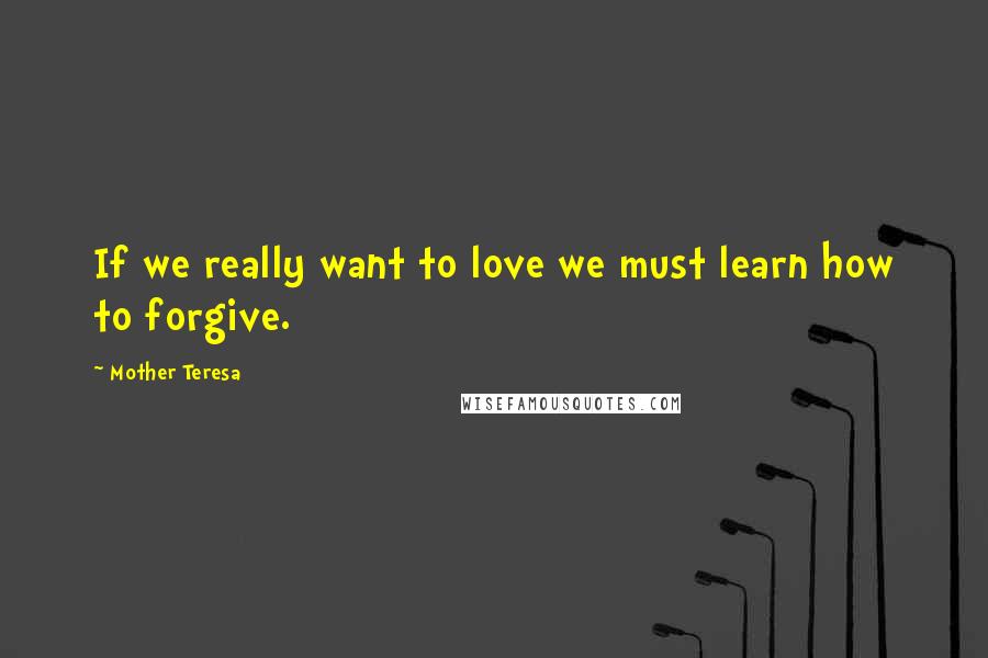 Mother Teresa Quotes: If we really want to love we must learn how to forgive.