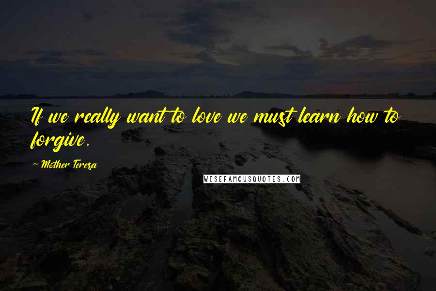 Mother Teresa Quotes: If we really want to love we must learn how to forgive.