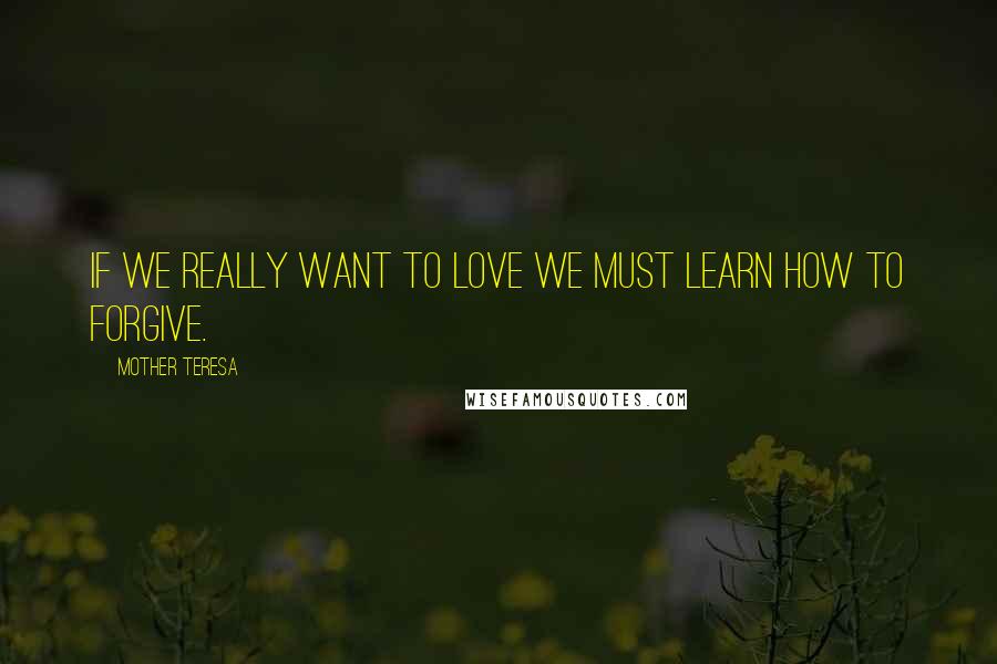 Mother Teresa Quotes: If we really want to love we must learn how to forgive.