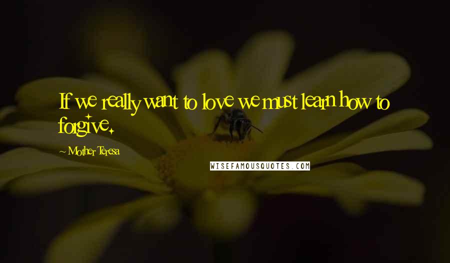 Mother Teresa Quotes: If we really want to love we must learn how to forgive.