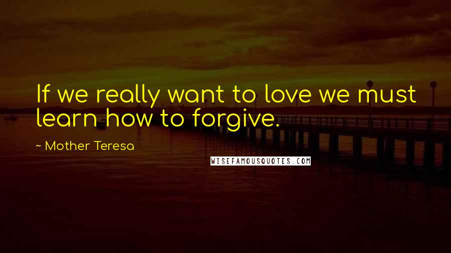 Mother Teresa Quotes: If we really want to love we must learn how to forgive.