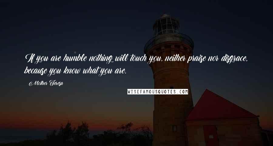 Mother Teresa Quotes: If you are humble nothing will touch you, neither praise nor disgrace, because you know what you are.