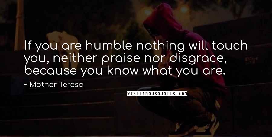 Mother Teresa Quotes: If you are humble nothing will touch you, neither praise nor disgrace, because you know what you are.