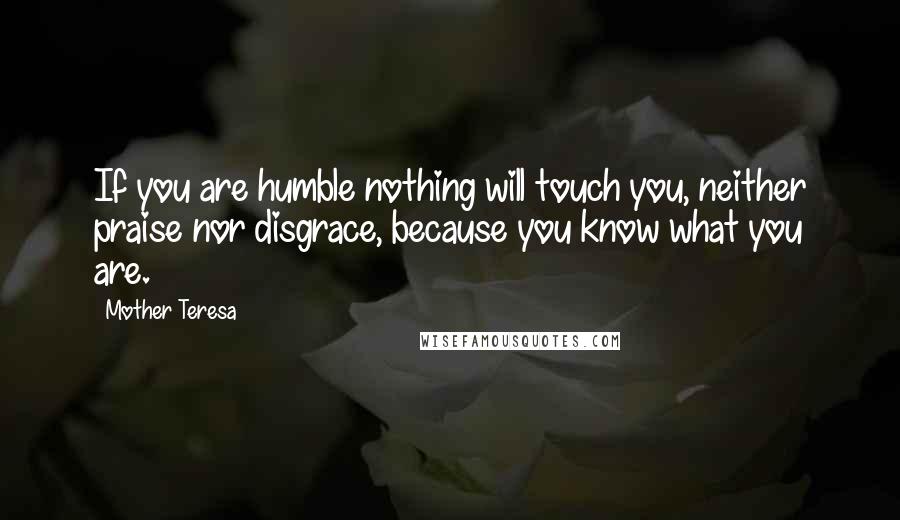 Mother Teresa Quotes: If you are humble nothing will touch you, neither praise nor disgrace, because you know what you are.