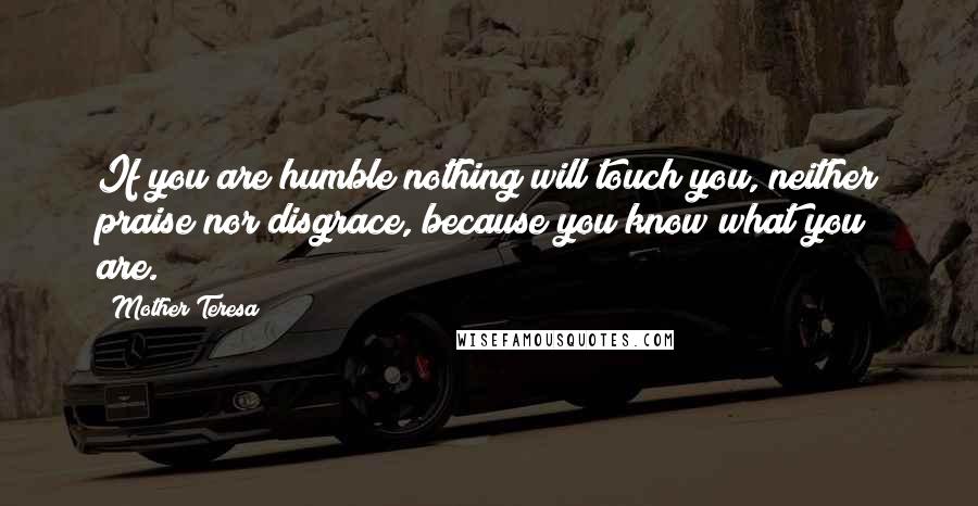 Mother Teresa Quotes: If you are humble nothing will touch you, neither praise nor disgrace, because you know what you are.