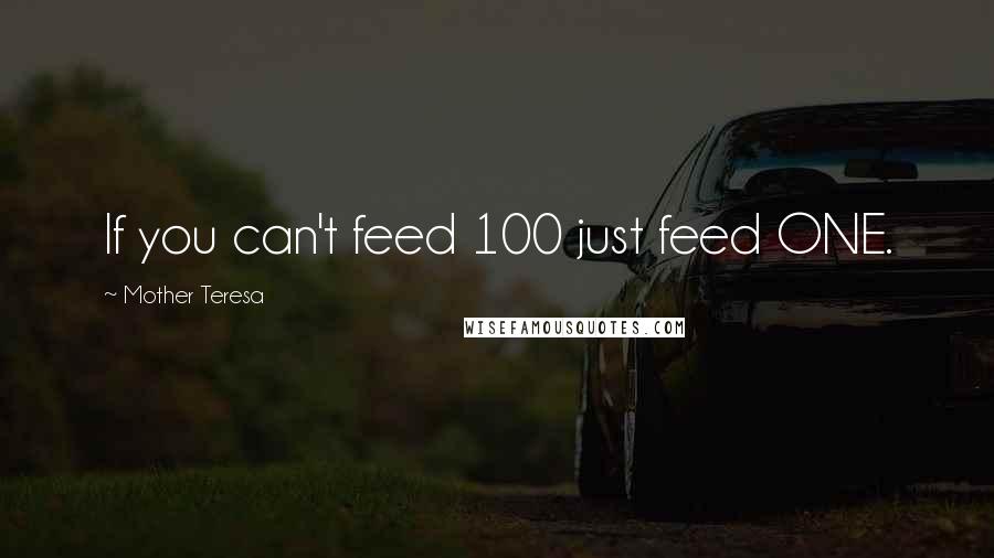 Mother Teresa Quotes: If you can't feed 100 just feed ONE.