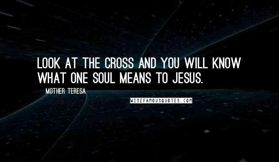 Mother Teresa Quotes: Look at the cross and you will know what one soul means to Jesus.