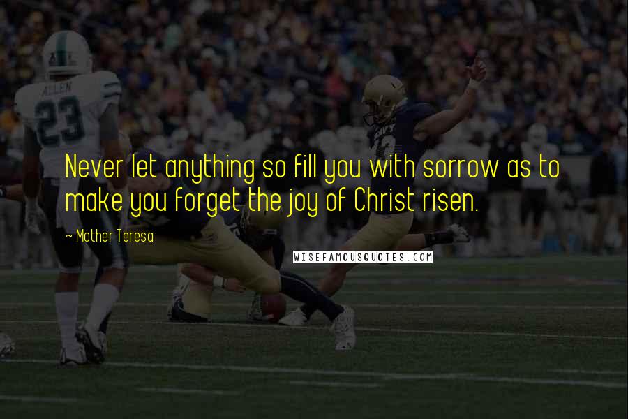 Mother Teresa Quotes: Never let anything so fill you with sorrow as to make you forget the joy of Christ risen.