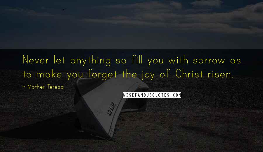 Mother Teresa Quotes: Never let anything so fill you with sorrow as to make you forget the joy of Christ risen.