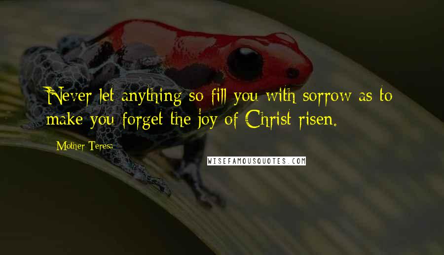 Mother Teresa Quotes: Never let anything so fill you with sorrow as to make you forget the joy of Christ risen.