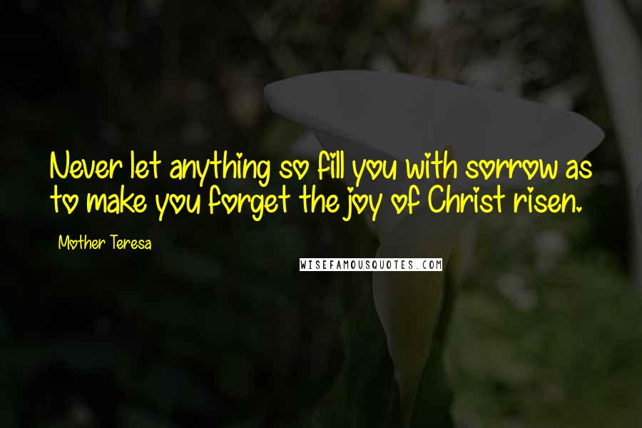 Mother Teresa Quotes: Never let anything so fill you with sorrow as to make you forget the joy of Christ risen.