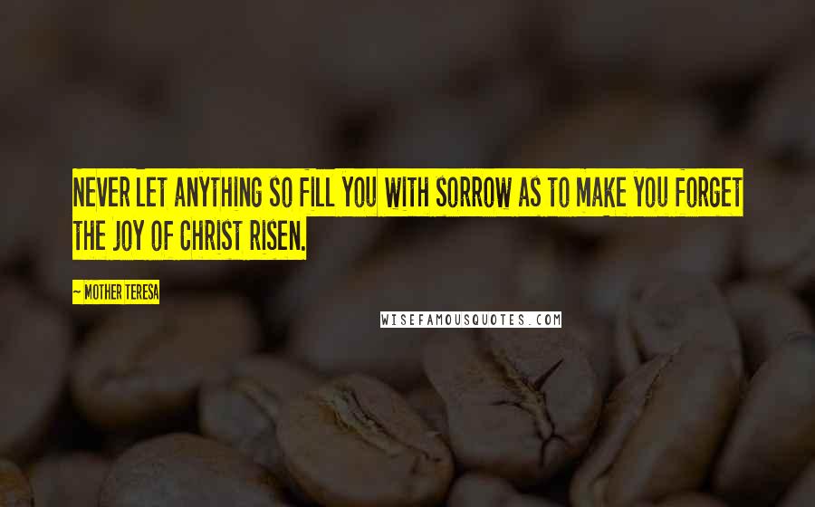 Mother Teresa Quotes: Never let anything so fill you with sorrow as to make you forget the joy of Christ risen.