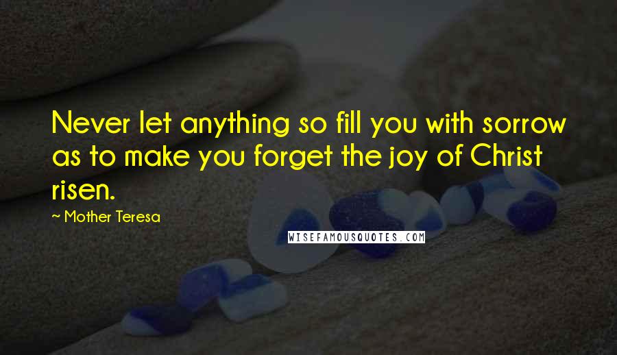 Mother Teresa Quotes: Never let anything so fill you with sorrow as to make you forget the joy of Christ risen.