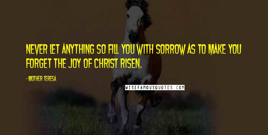 Mother Teresa Quotes: Never let anything so fill you with sorrow as to make you forget the joy of Christ risen.