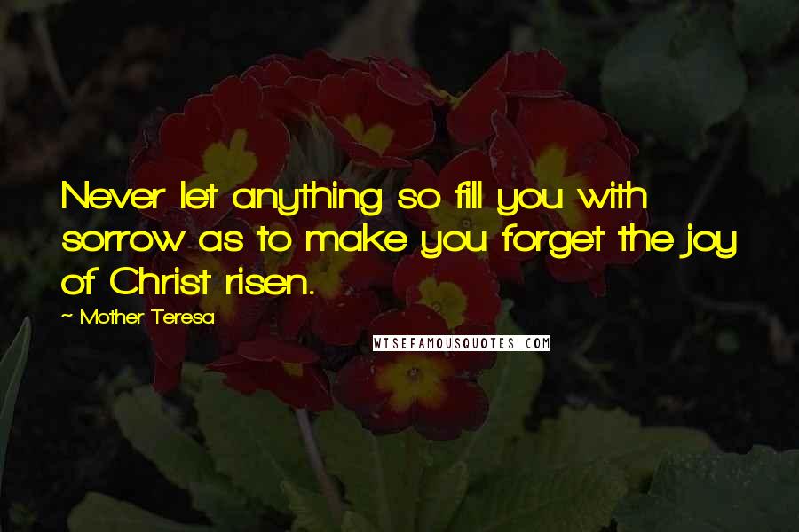 Mother Teresa Quotes: Never let anything so fill you with sorrow as to make you forget the joy of Christ risen.