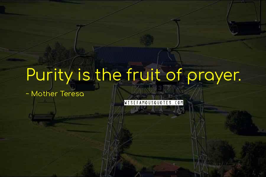 Mother Teresa Quotes: Purity is the fruit of prayer.