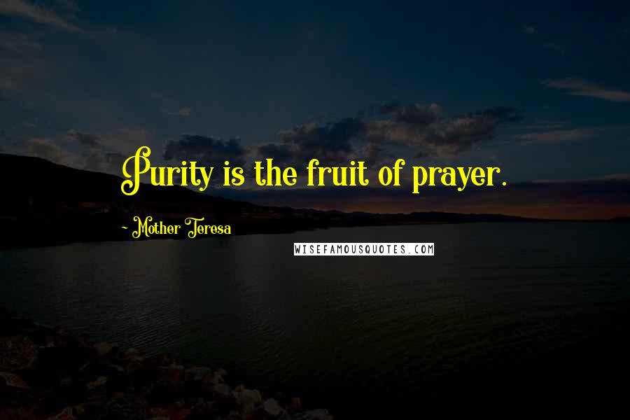 Mother Teresa Quotes: Purity is the fruit of prayer.