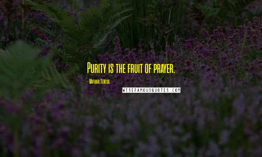Mother Teresa Quotes: Purity is the fruit of prayer.